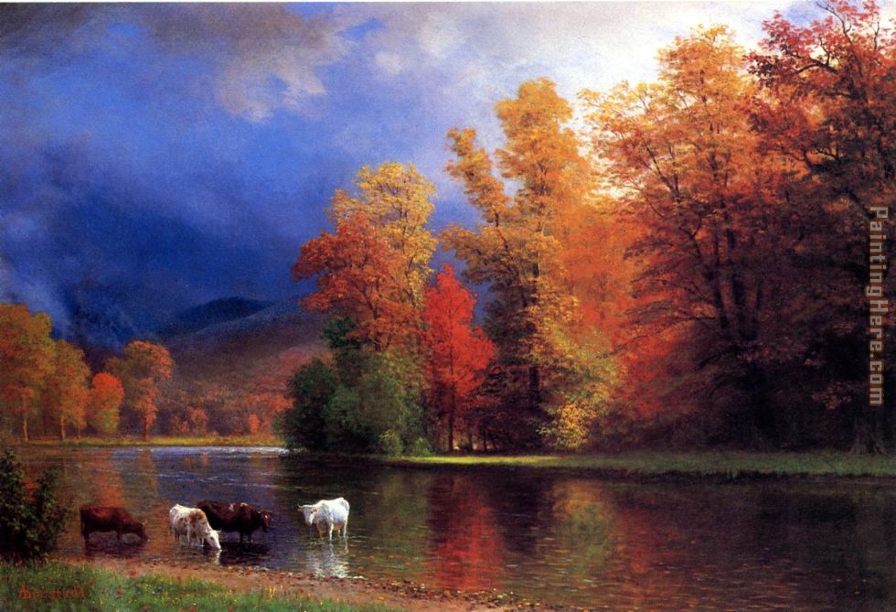 On the Saco painting - Albert Bierstadt On the Saco art painting